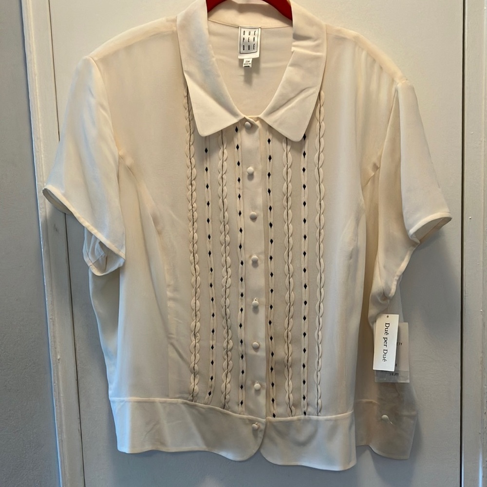 NWT Gorgeous Vintage Due per Due Ivory Silk Blouse, size 20W
